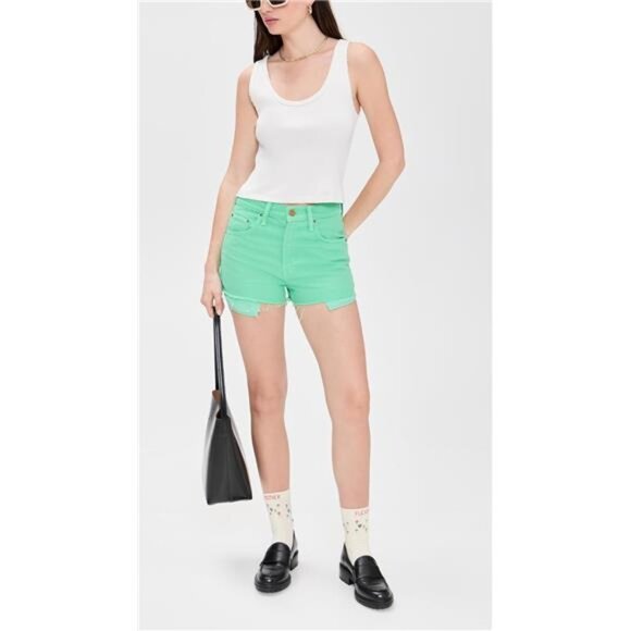 MOTHER The Fun Dip Micro Cut Shorts Summer Green Off Duty Coastal Coconut Baddie - Picture 5 of 7
